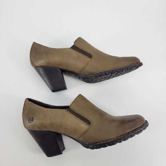 Born mules clogs brown tan leather heel 9 womens shoetie - Picture 2 of 11